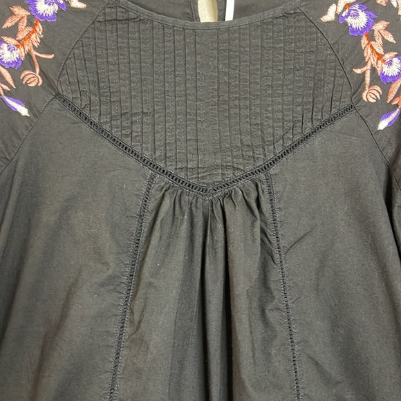 Free People Women’s Black Embroidered Boho Mini Dress – Size Sm Festive Goth - Picture 5 of 10